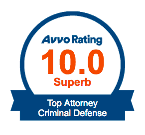 Roberts Law Office Avvo rating badge with 10.0 Superb score for criminal defense.